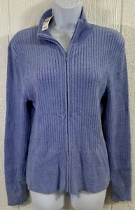 Vintage TALBOTS Sweater Size LARGE periwinkle SUPER SOFT Jacket $78 NEW (hh72) - Picture 1 of 11