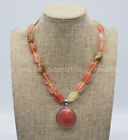 Collier pendentif rond perles tourmaline ovale multicolore 13 x 18 mm 16-30''