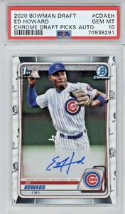 2020 Bowman Chrome Draft Autographs #CDAEH Ed Howard AUTO - Chicago Cubs PSA 10 - Picture 1 of 1