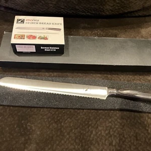 Imarku Bread Knife Silver Brown 10 Inch Stainless Steel Serrated Blade Edge - Picture 1 of 6