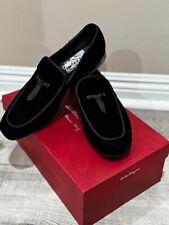 Salvatore Ferragamo Men's Loafers Black Velvet Dress Shoes Size 9 EE