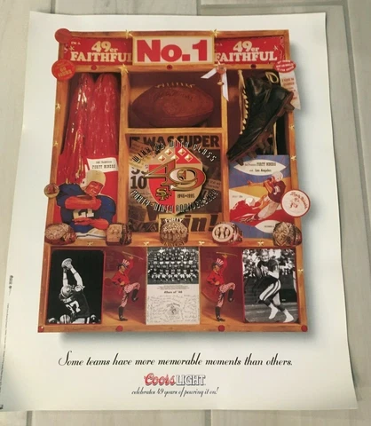 Vintage 1995 San Francisco SF 49er Faithful poster Coors Light NFL Football Cover