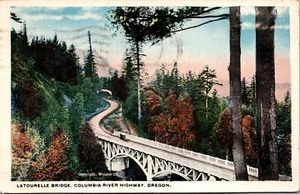 Cartolina d'epoca Oregon O Latourelle Bridge Columbia River Highway anni '20 vecchia vista - Foto 1 di 2