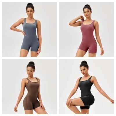 Women Sleeveless Tight Jumpsuit Running Yoga Fitness Sports Stretch Jumpsuit - Image 1 of 4