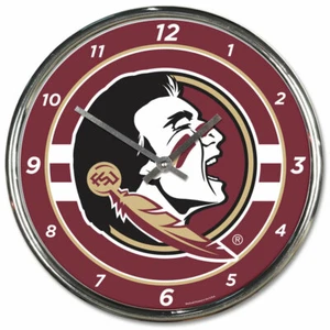 NCAA College Florida State Seminoles 12" Round Chrome Wall Clock Fan Cave Decor - Picture 1 of 1