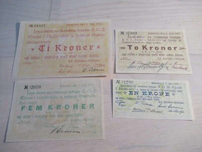 4 Danish Banknotes from Haderslev Denmark 1927 - Image 1 of 4