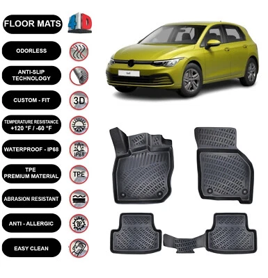 Alfombrillas forro para Volkswagen Golf 8 automático (2020-2025) moldeado en 4D 4 un. Foto 1 de 4