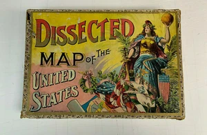 Rompecabezas McLoughin Bros de colección en caja mapa de los Estados Unidos  - Imagen 1 de 3