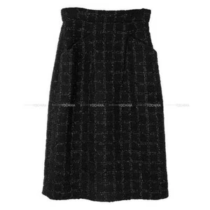 AW 2024/25 CHANEL Midi Flare Tweed Window Check Glitter Noir (Black) 35% woo... - Picture 1 of 8
