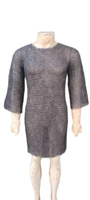 9MM Stainless Steel Flat Ring Round Riveted Chainmail Shirt/Combat Ready - Image 1 of 4