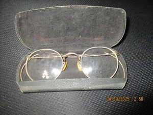 ANTIGUAS GAFAS CON MARCO DE ALAMBRE CON ESTUCHE DE VIAJE 1880s Regalo Coleccionista - Imagen 1 de 5
