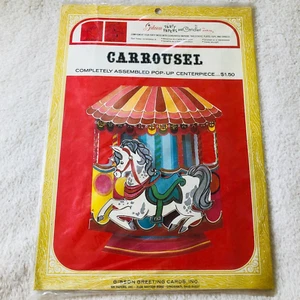 Vintage GIBSON'S CARROUSEL Pakay Pop-up Centerpiece Merry-Go-Round #7627 - Picture 1 of 7