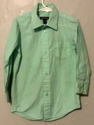 Camisa de vestir de manga larga verde liso George XS 4-5 para niños Foto 1 de 4