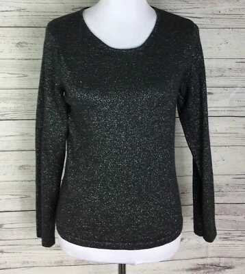 Talbots Petites Women’s Charcoal Wool Blend Metallic Sweater Size M - Image 1 of 4