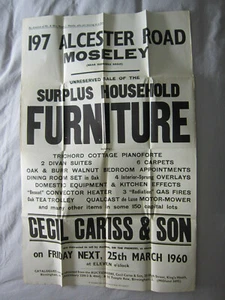 Property Auction Poster 197 Alcester Road Moseley Birmingham 1960 (Lot F) - Picture 1 of 4