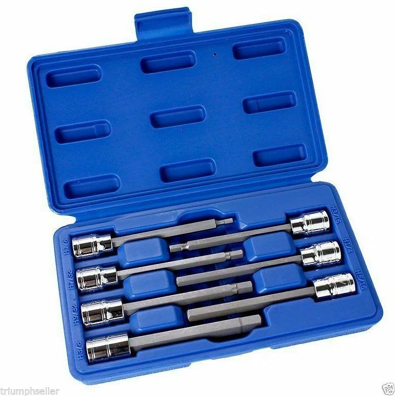 7pc SAE 3/8" Extra-Long Socket HEX ALLEN Bit Set Standard S2 Bits - Image 1 of 1
