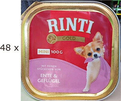 (EUR 7,49 / kg)  Rinti Gold Mini Ente & Geflügel für Mini-Hunde: 48 x 100 g  - Bild 1 von 2