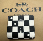 New w/ tag! COACH CT217 Snap Wallet With Checkerboard - Silver Black/ Chalk