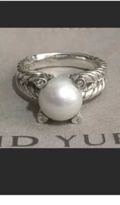 Anillo David Yurman Perla Diamantes Talla 9 Foto 1 de 4