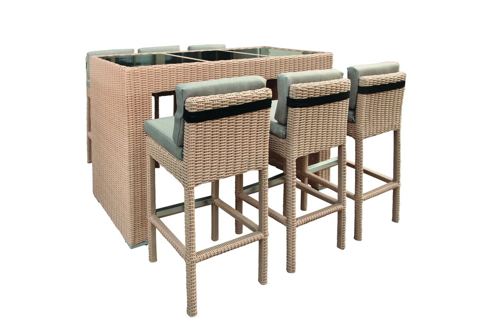 Barset Bargruppe Sitzgruppe Barstuhl Bartisch LINCOLN Polyra. hellbraun - Bild 1 von 1