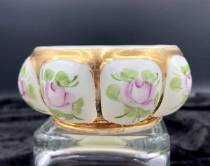 Vtg. Charleton Fenton Milk Glass Pink Roses/Gold Gilt Powder Puff, No Lid, #192 - Picture 1 of 10