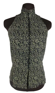 Chaleco Ralph Lauren Negro Dorado Desplazamiento Abotonado Seda Cuello Mandarín Talla 8 Pequeño - Imagen 1 de 15