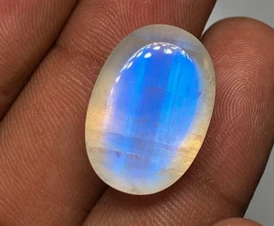 AAAAAA Quality Rainbow Moonstone Sugar Loaf,Oval Shape Smooth Bule Fire 14X20 MM - Picture 1 of 18