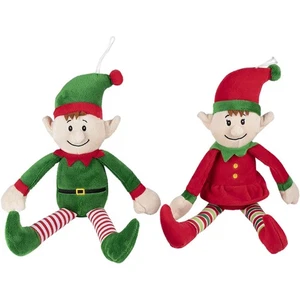 2x Christmas Elf Plush Dolls Toys Stuffed Animals for Gifts Decor, 2 Colors - Picture 1 of 6