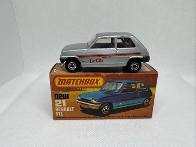 1978 Matchbox 1-75 #21 Renault 5TL Le Car Silver w/ Red Stripe Original Box! - Image 1 of 4