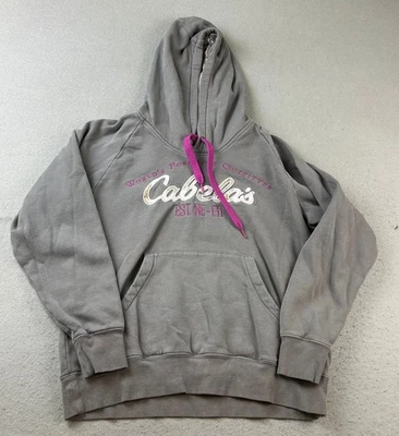 Cabelas Hoodie Womens Large Gray Thick Embroidered Pullover - Image 1 of 4