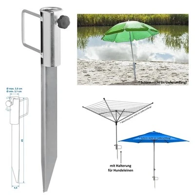 PROPLUS Bodenhülse Rasendorn Erdspieß Stahl Ø35mm Sonnenschirme Satantennen Wäschespinne