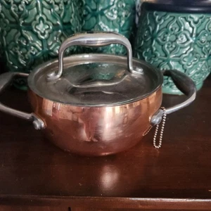 IL Mulino New York 6" .Copper Saucepan Stainless Riveted Handles With Lid Petite - Picture 1 of 4
