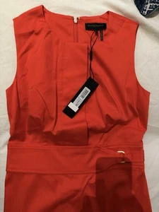 Donna Karan NWT Size 0 Tangerine Orange Sleeveless Belted Sheath Dress - Picture 1 of 2