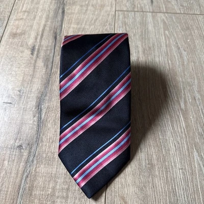 Corbata Burberry para hombre azul con rayas rosas 100 % seda hecha en Italia nueva con etiquetas Foto 1 de 4