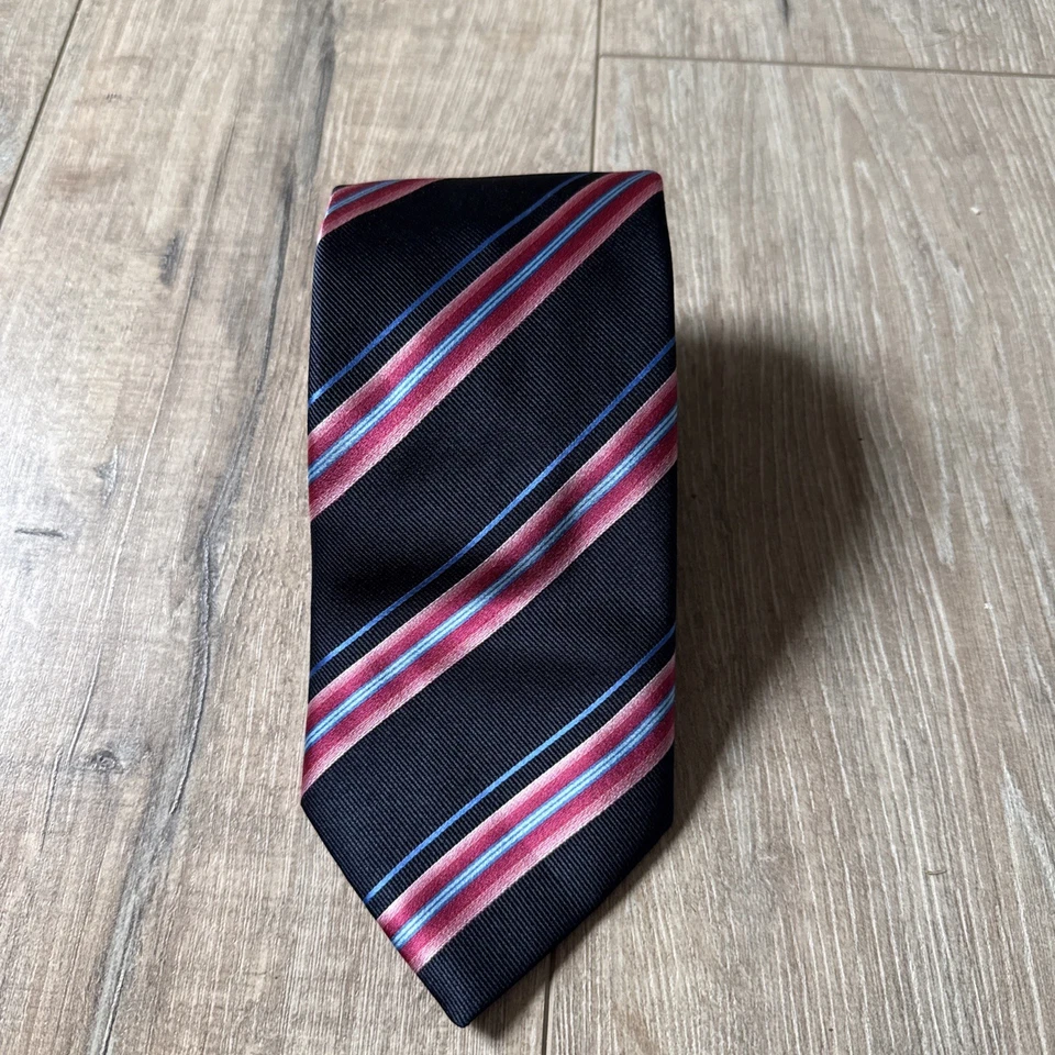 Corbata Burberry para hombre azul con rayas rosas 100 % seda hecha en Italia nueva con etiquetas Foto 1 de 4