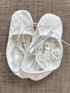Sansha Ballett Schuhe Ballettschläpschen Pro 1C Weiß Leinen Gr. 10M NEU - Bild 1 von 3