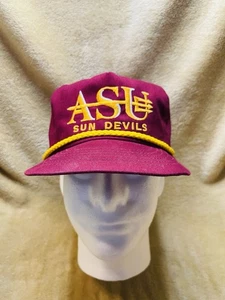 Vintage Arizona State Sun Devils Snapback Mütze Kappe gelb weinrot 80er Seil Trucker - Bild 1 von 10