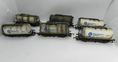 HORNBY - 7 X  ICI CHEMICAL TANK WAGONS WEATHERED - Image 1 of 2