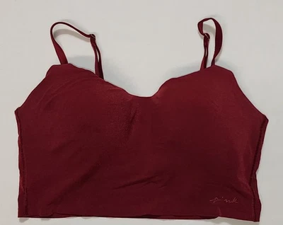 Pullo acolchado PINK by Victoria's Secret M Borgoña Inalámbrico Push Up Ligeramente Forrado Foto 1 de 4