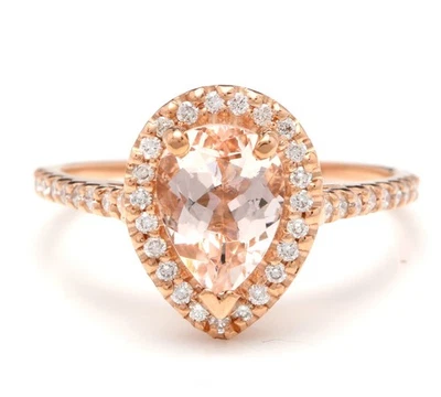 Pretty 2.40CT Pear Cut Natural Morganite In 14k Rose Gold Gift Ring For Women's - Image 1 of 4