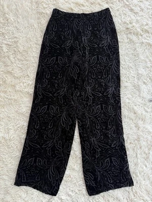 Oscar by Oscar de la renta pantalón negro pierna ancha seda estampado quemado tiro medio 10 Foto 1 de 4