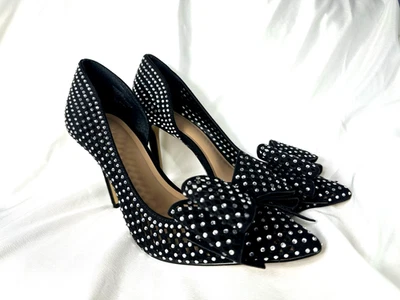 Zapatos de salón INC para mujer con lazo de diamantes de imitación Kenjay punta de aguja sin cordones negros talla 8M Foto 1 de 4