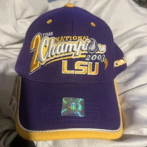 Vintage New 2003 National Champions LSU Tigers 2 Time Purple Strapback Hat - Picture 1 of 8