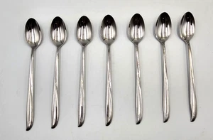 7 Ice Tea Spoons Oneida Twin Star Atomic Stainless Flatware Starburst  Lot - Picture 1 of 3
