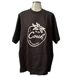 Coach Damen T-Shirt schwarz Erdbeere Skater Bio Baumwolle Größe S - Neu mit Etikett - Bild 1 von 9