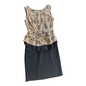 Mini vestido de encaje para mujer talla S dorado/negro - Imagen 1 de 2