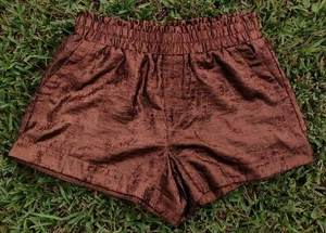 A New Day Women's Metallic Copper Brown Shorts Pockets Lined High Waisted, L - Picture 1 of 4