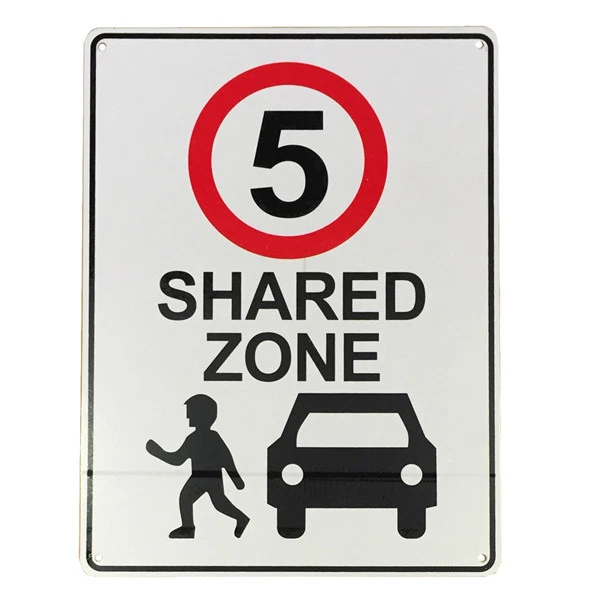 2x Speed Limited 5 KM Shared Zone Children Traffic Sign 200x300mm Metal Warning - image 1 of 3