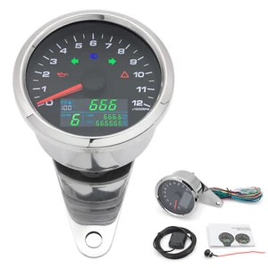 85mm LCD Motorcycle Digital GPS Speedometer MPH Km/H with Tachometer &Fuel Gauge - Picture 1 of 16
