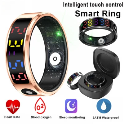Smart Ring Health RGB Finger Ring Heart Rate Monitor Fitness Tracker Waterproof - Image 1 of 4